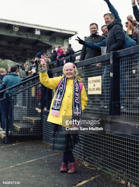 Dulwich Hamlet fan during the Dulwich Hamlet FC V Margate for the last game of the season at DHFC temporary ground at Imperial Fields on 28th April...