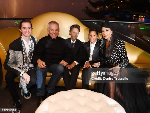 Byron Puck, Wolfgang Puck, Alexander Puck, Oliver Puck and Gelila Puck attend Spago at Bellagio on May 20, 2018 in Las Vegas, Nevada.