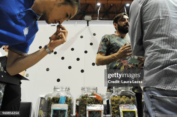 People attend the Indica Sativa Trade at Unipol Arena on May 20, 2018 in Bologna, Italy. The 6th Italian exhibition is dedicated to the many uses of...