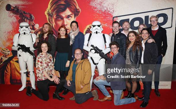Rob Mills and the cast of Puffs musical attend Solo: A Star Wars Story Screening on May 21, 2018 in Melbourne, Australia.