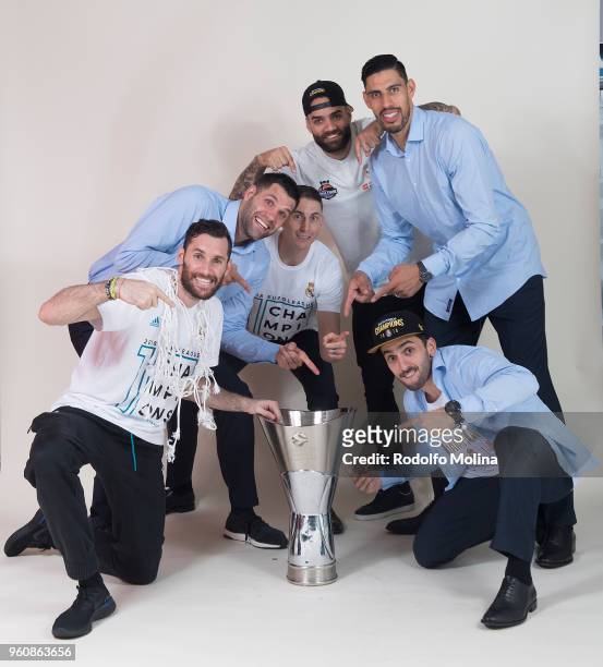 Rudy Fernandez, Felipe Reyes; Jaycee Carroll, #20; Jeffery Taylor, #44; Gustavo Ayon, #14 and Facundo Campazzo, #11 poses during 2018 Turkish...