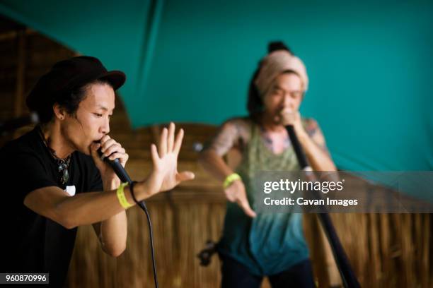 musicians performing at event - alphorn stock-fotos und bilder