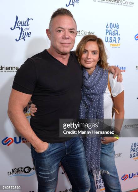 Shareef Malnik and Gabrielle Anwar at opening night of the live stage production of '¿Que Pasa, USA? Today...40 Years Later' on May 17, 2018 in...