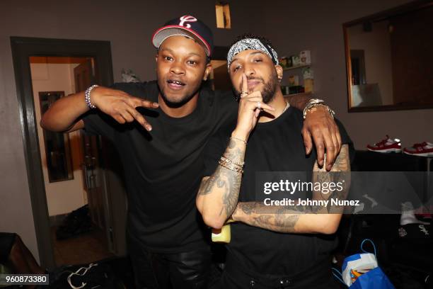 Recording artists B.J. The Chicago Kid and Ro James backstage at Bowery Ballroom on May 20, 2018 in New York City.