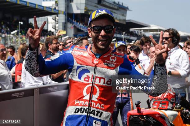 Danilo Petrucci celebrates his 2nd place during Le Mans race day.