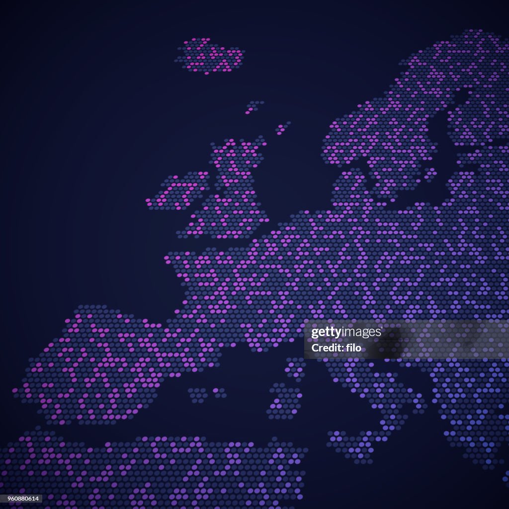 Europe Map Abstract Dots