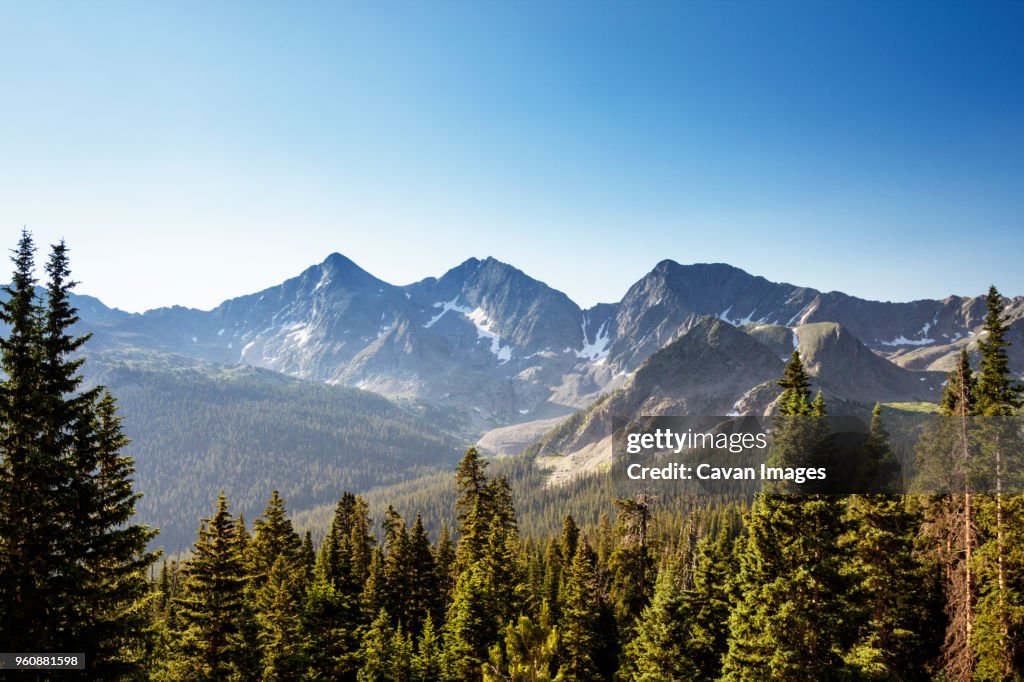 Scenic view of mountains against clear sky