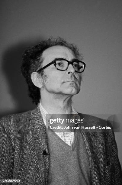 Film maker Jean-Luc Godard at the Cannes Film Festival on May 10, 1987 in Cannes, France. He is one of the leaders of the New Wave Cinema.