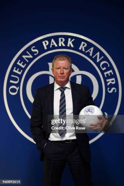 Steve McClaren poses for a photo, as he is officially unveiled as the Queens Park Rangers new manager at Loftus Road on May 21, 2018 in London,...