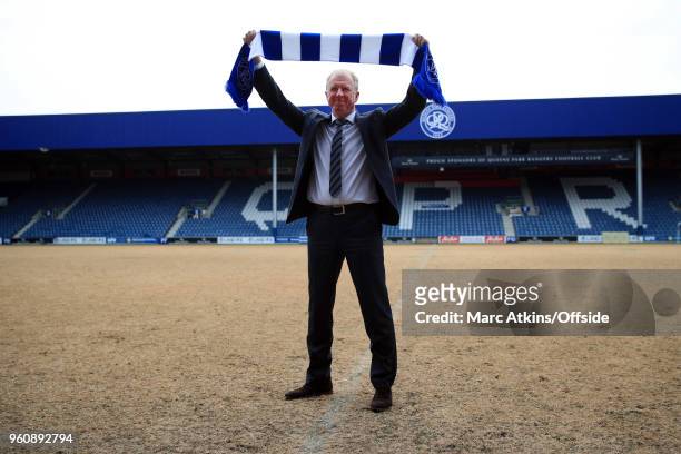 Steve McClaren is unveiled as new manager of Queens Park Rangers, posing on the pitch at Loftus Road on May 21, 2018 in London, England.