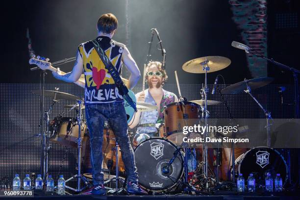 Ben McKee and Daniel Platzman of Imagine Dragons perform at Spark Arena on May 21, 2018 in Auckland, New Zealand.