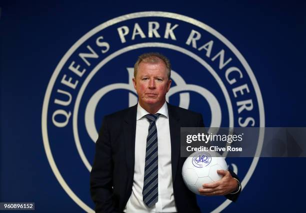 Steve McClaren poses for a photo, as he is officially unveiled as the Queens Park Rangers new manager at Loftus Road on May 21, 2018 in London,...