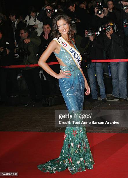 Malika Menard - Miss France 2010 arrives at NRJ Music Awards at the Palais des Festivals on January 23, 2010 in Cannes, France.