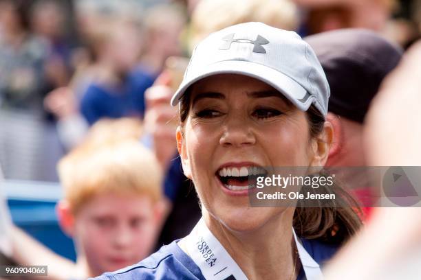 Crown Prince Mary of Denmark during the running event Royal Run on the occasion of the 50th birthday of Crown Prince Frederik on May 21, 2018 in...