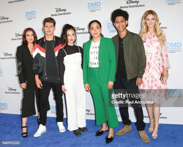 Actors Ariela Barer, Gregg Sulkin, Lyrica Okano, Allegra Acosta, Rhenzy Feliz and Virginia Gardner attend the Disney/ABC International Upfronts at...