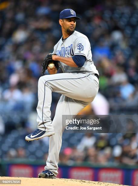 Tyson Ross of the San Diego Padres pitches during the game against the Pittsburgh Pirates at PNC Park on May 18, 2018 in Pittsburgh, Pennsylvania.