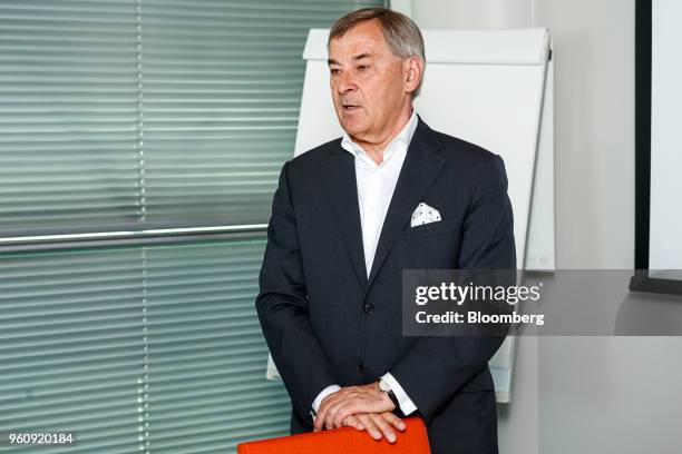 Mikael Lilius, chairman of Metso Oyj, pauses ahead of a news conference announcing Pekka Vauramo as the new chief executive officer, at the company's...
