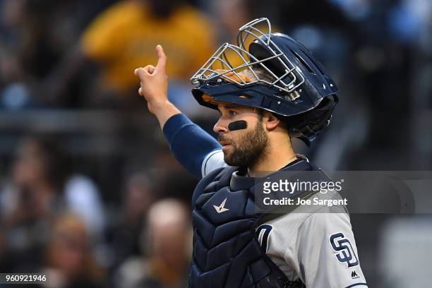 Raffy Lopez of the San Diego Padres in action during the game against the Pittsburgh Pirates at PNC Park on May 18, 2018 in Pittsburgh, Pennsylvania.
