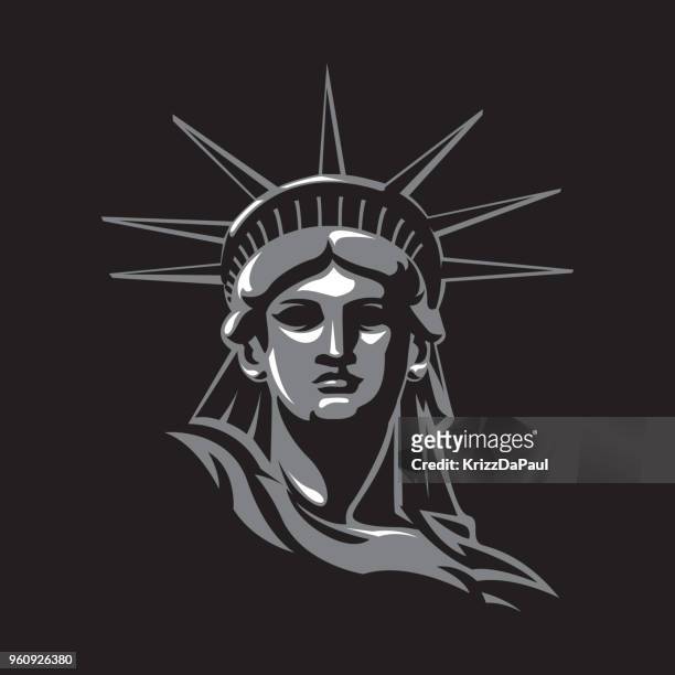 illustrazioni stock, clip art, cartoni animati e icone di tendenza di statua della libertà nella notte - statue of liberty