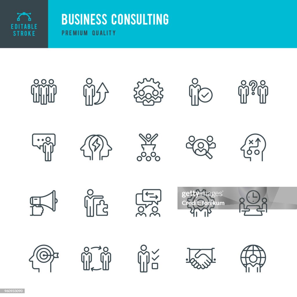 Business Consulting - set of vector line icons