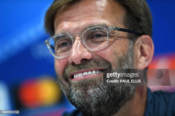 Liverpool's German manager Jurgen Klopp attends a press conference during a media day at Anfield stadium in Liverpool, north west England on May 21...