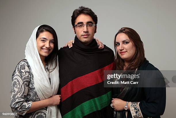 Aseefa Bhutto Zardari, Bilawal Bhutto Zardari and Bakhtawar Bhutto Zardari pose for a portrait during the 2010 Sundance Film Festival held at the...