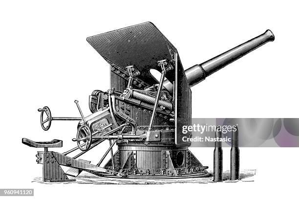 heavy artillery gun - cannon ball stock illustrations