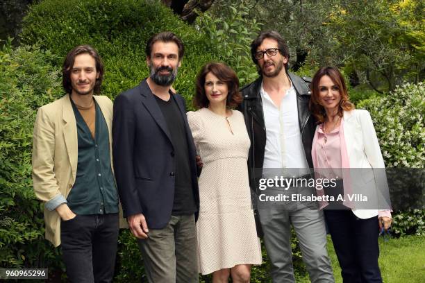 Dario Aita, Fabrizio Gifuni, Lorenza Indovina, director Daniele Vicari and producer Paola Lucisano attend a photocall for 'Prima Che La Notte' Rai...