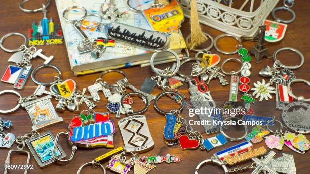 key chain collection - souvenir collection stock pictures, royalty-free photos & images
