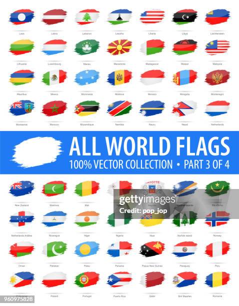 ilustrações de stock, clip art, desenhos animados e ícones de world flags - vector brush grunge glossy icons - part 3 of 4 - nepal