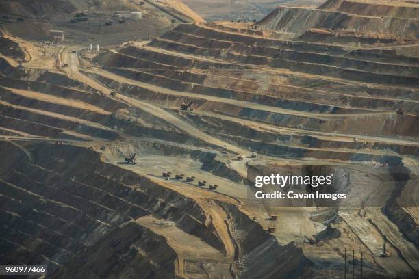 high angle scenic view of bingham canyon - bingham canyon mine stock pictures, royalty-free photos & images