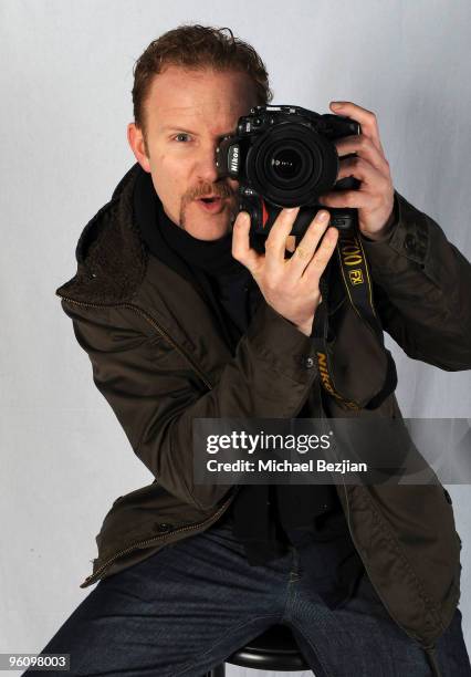 Filmmaker Morgan Spurlock poses at the House of Hype Portrait Studio on January 23, 2010 in Park City, Utah.