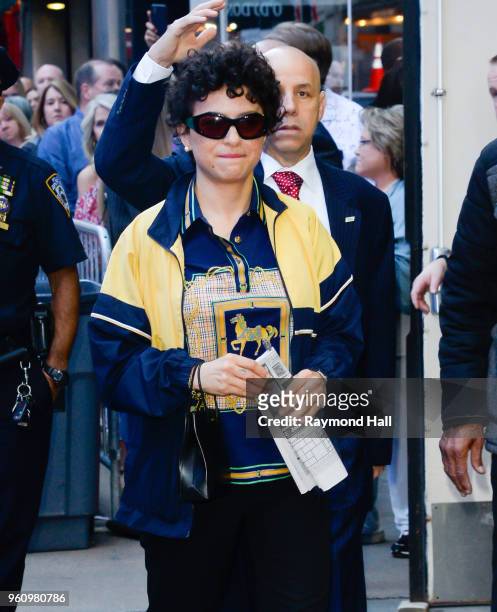 Alia Shawkat is seen arriving at "Good Morning America" on May 21, 2018 in New York City.