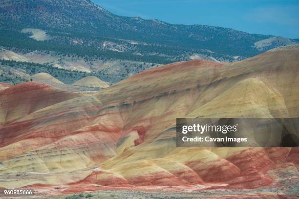 high angle majestic view of hills at john day fossil beds national park - john day fossil beds national park 個照片及圖片檔