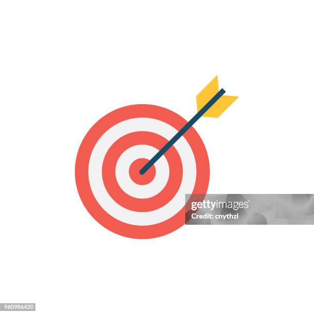 stockillustraties, clipart, cartoons en iconen met platte doelpictogram - aiming