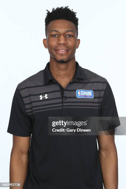 Tyus Battle poses for a head shot at the Body Image station for the Medical Evaluation portion of the 2018 NBA Combine powered by Under Armour on May...