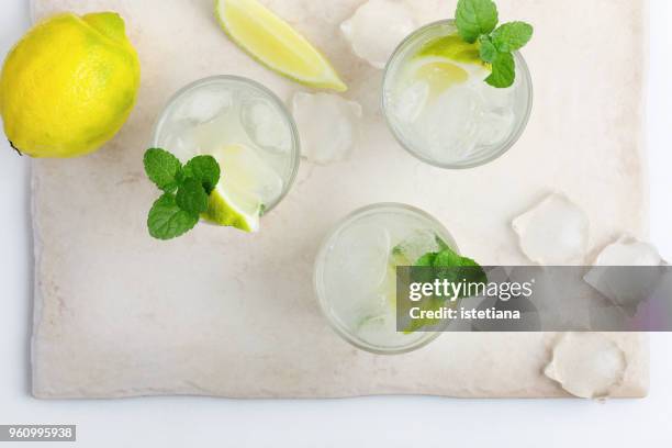 iced cold lemonade with fresh lemon juice - mojito bildbanksfoton och bilder