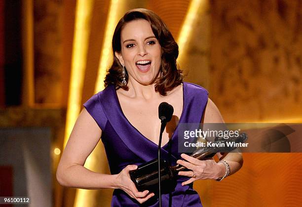 Actress Tina Fey accepts the Female Actor In A Series award for "30 Rock" onstage at the 16th Annual Screen Actors Guild Awards held at the Shrine...