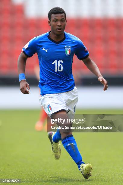 Jean Freddi Pascal Greco of Italy in action during the UEFA European Under-17 Championship Semi Final match between Italy and Belgium at the Aesseal...