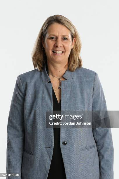 May 16: Cheryl Reeve of the Minnesota Lynx pose for head shtos during Media Day on May 16, 2018 at Target Center in Minneapolis, Minnesota. NOTE TO...