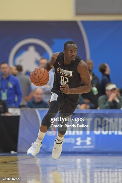 Theo Pinson dribbles the ball during the NBA Draft Combine Day 2 at the Quest Multisport Center on May 18, 2018 in Chicago, Illinois. NOTE TO USER:...