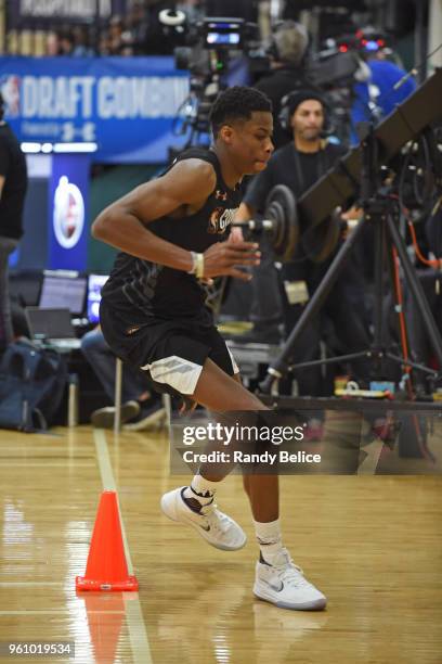 Kostas Antetokounmpo runs the shuttle drill during the NBA Draft Combine Day 2 at the Quest Multisport Center on May 18, 2018 in Chicago, Illinois....