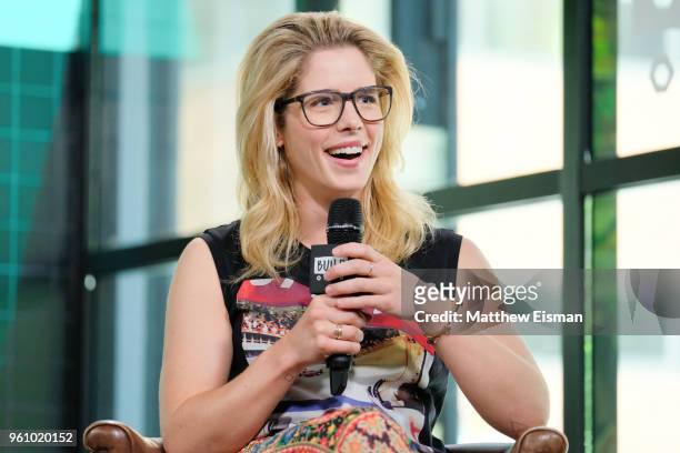 Actress Emily Bett Rickard visits BUILD Series to discuss the TV series, 'Arrow' at Build Studio on May 21, 2018 in New York City.