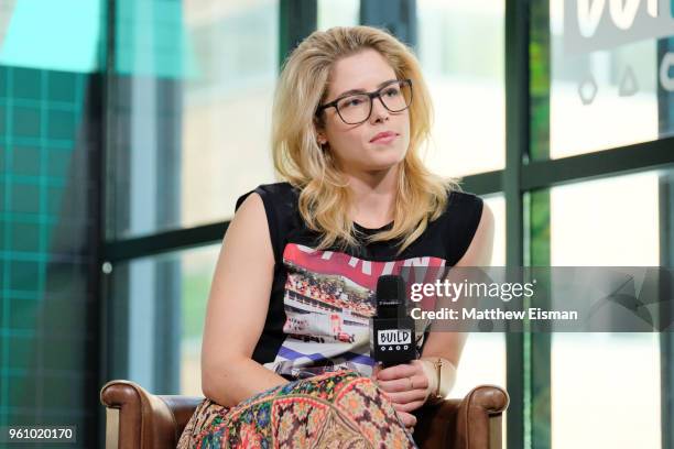 Actress Emily Bett Rickard visits BUILD Series to discuss the TV series, 'Arrow' at Build Studio on May 21, 2018 in New York City.