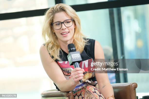 Actress Emily Bett Rickard visits BUILD Series to discuss the TV series, 'Arrow' at Build Studio on May 21, 2018 in New York City.