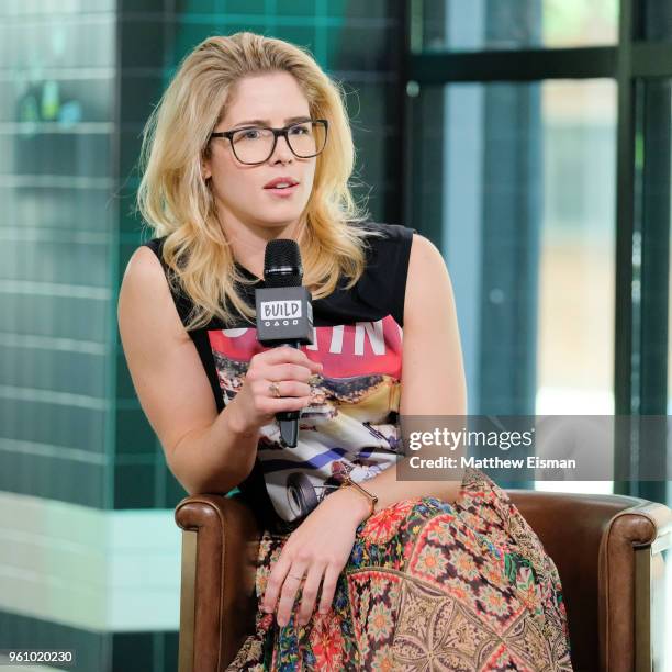 Actress Emily Bett Rickard visits BUILD Series to discuss the TV series, 'Arrow' at Build Studio on May 21, 2018 in New York City.