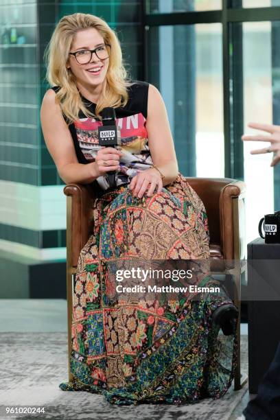 Actress Emily Bett Rickard visits BUILD Series to discuss the TV series, 'Arrow' at Build Studio on May 21, 2018 in New York City.