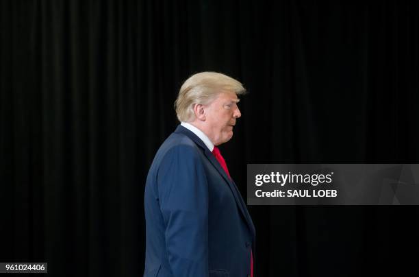 President Donald Trump attends the swearing-in ceremony for Gina Haspel as Director of the Central Intelligence Agency at CIA Headquarters in...