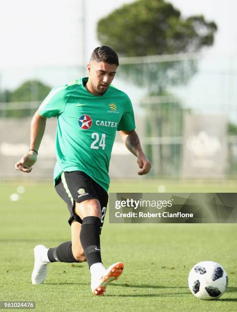 Dimitri Petratos of Australia controls the ball during the Australian Socceroos Training Session at Gloria Football Club on May 21, 2018 in Antalya,...