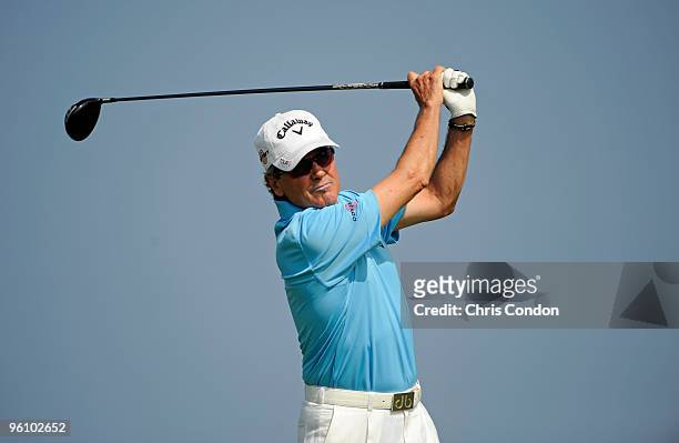 Mark McNulty of Ireland tees off on during the second round of the Mitsubishi Electric Championship at Hualalai held at Hualalai Golf Club on January...